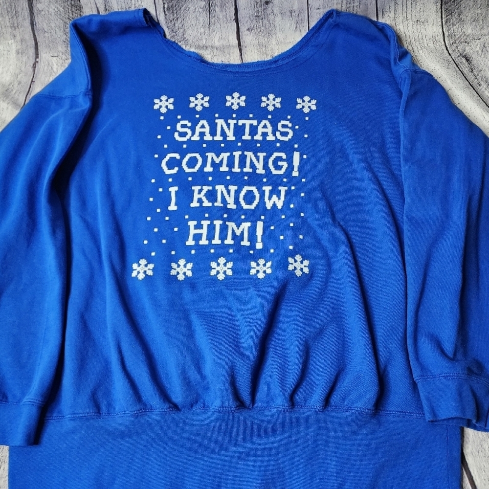 Blue Santa's Coming Sweater